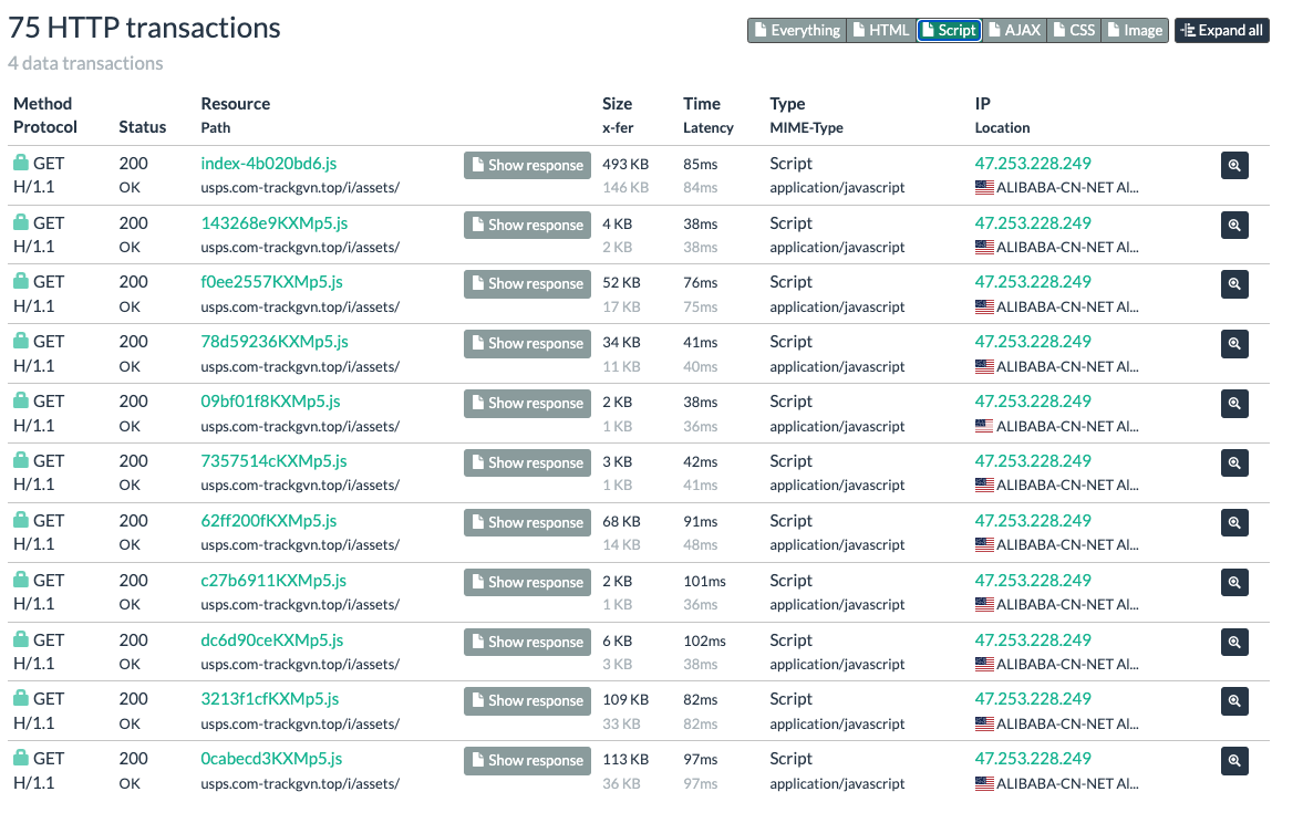 obfuscated scripts in the network tab